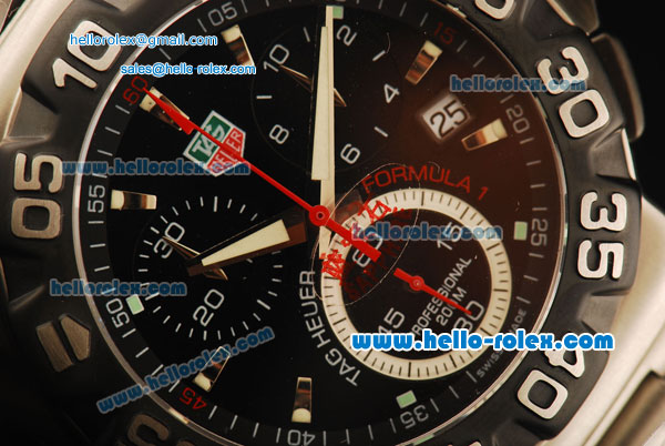 Tag Heuer F1 Chronograph Swiss Quartz Movement Steel Case with Black Bezel and Steel Strap - Click Image to Close